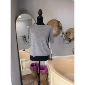 Women's Cashmere, wool, silk Gray top Bianco and Blu Italy small high fashion